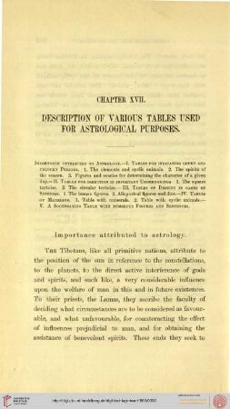 XVII. Description of various tables used for astrological purposes