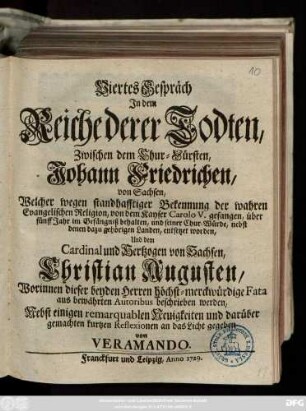 Gespräch 4: Gespräch Jm dem Reiche der Todten ...