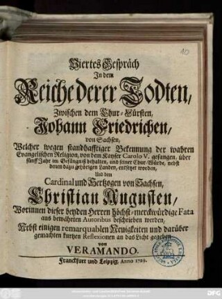 Gespräch 4: Gespräch Jm dem Reiche der Todten ...
