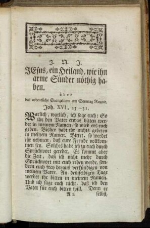 Jesus, ein Heiland, wie ihn arme Sünder nöthig haben.