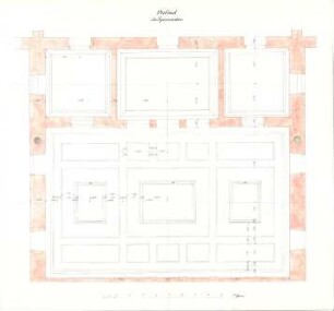 Gärtner, Friedrich von; Athen (Griechenland); Königliche Residenz (Athener Schloss) - Speisesaal - Plafond (Aufriss)