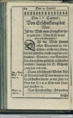 Das IV. Capitul. Von Erschaffung der Welt