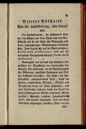 Dritter Abschnitt. Von der Handthierung, oder Lebensart