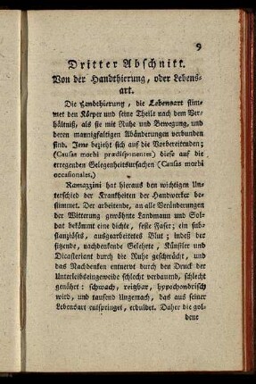 Dritter Abschnitt. Von der Handthierung, oder Lebensart