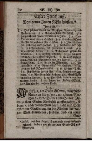 Erster Zeit-Lauff. Von denen Zeiten Jesu selbsten.