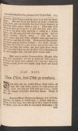 Cap. XXIX. Von Ofen, das Obst zu trocknen.