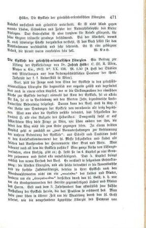 471-472 [Rezension] Höller, Josef, Die Epiklese der griechisch-orientalischen Liturgien