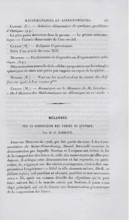 Mélanges.