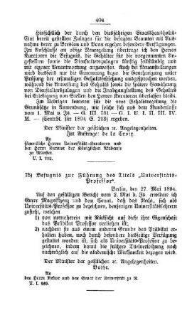 Befugnis zur Führung des Titels "Universitäts-Professor" : [A. Universitäten]