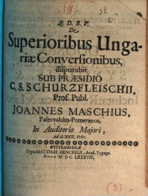 De superioribus Ungariae conversionibus