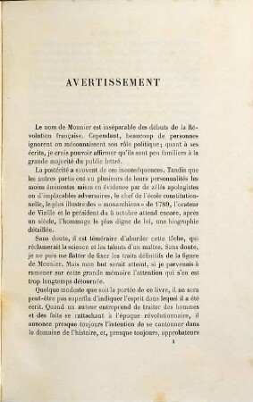 Un royaliste libéral en 1789 : Jean-Joseph Mounier sa vie politique et ses écrits
