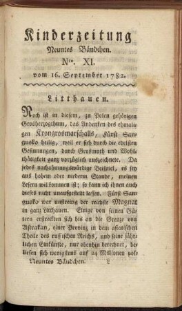 Nro. XI. vom 16. September 1782