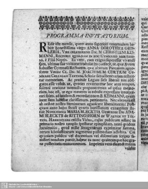 Programma Invitatorium