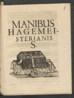 Manibus Hagemeisterianis S.