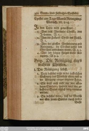 Epistel am Tage Mariä Reinigung. Malach. III, 1 - 4.
