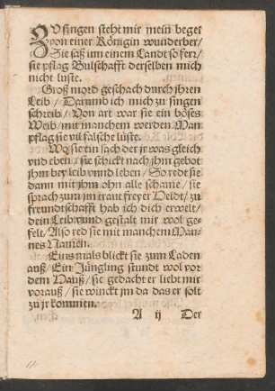 ZV singen steht mir mein beger || von einer Königin wunderber/ ||