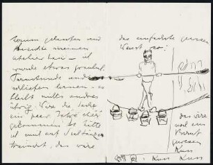 Brief von Max Klinger mit Zeichnung. undatiert um 1899. Doppelseite 2-3. aus: Künstlerautographensammlung von Günter Groß. Dresden: SLUB Mscr.Dresd.App.2563,41a