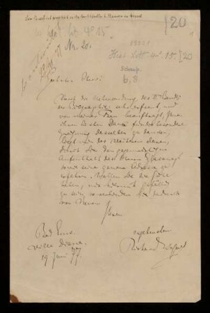 Brief von Richard Wagner an K. Maurer