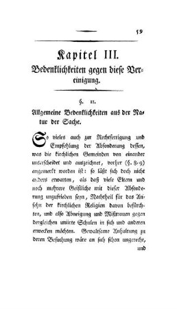 Kapitel III. Bedenklichkeiten gegen diese Vereinigung