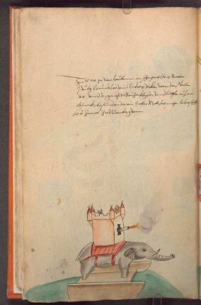Hölle: Elefant mit Burgattrappe