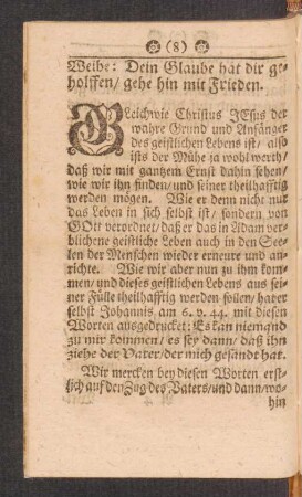 Weibe: Dein Glaube hat dir geholffen/ gehe hin mit Frieden