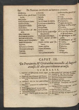 Caput IX. De Provinciis, & Civitatibus nonnullis ab Imperio ...