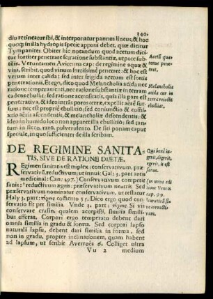 De Regimine Sanitatis, Sive De Ratione Diaetae.