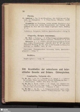 XIII. Krankheiten der subcutanen und interstitiellen Gewebe und Drüsen. Chirurgisches