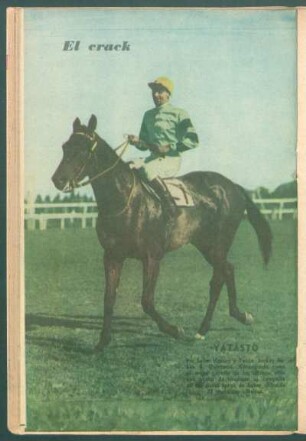 El crack: Yatasto, por Selim Hassan y Yucca, jockey Rubén B. Quinteros - [Fotografía]