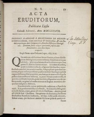 N. II. [...] Calendis Februarii, Anni M. DC. LXXXVIII.
