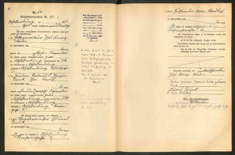 Standesamtsbuch der Stadt Aschaffenburg: Eheschließungen 252/1930 - 130/1931