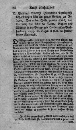 Theologische Abhandlungen über den ganzen Umfang der Religion. T.1.,St.2.