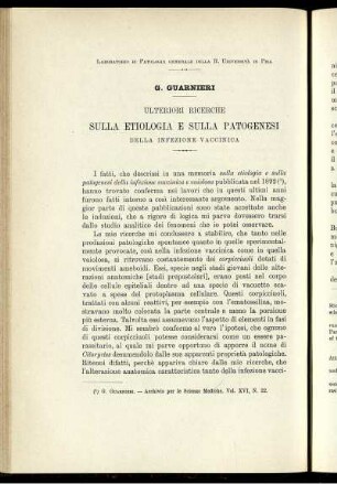 Ulteriori Ricerche Sulla Etiologia E Sulla Patogenesi Della Infezione Vaccinica