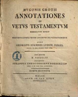 Hugonis Grotii Annotationes in Vetus Testamentum, 2