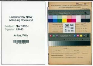 Entnazifizierung Willy Anton , geb. 10.06.1911 (Kaufmaennischer Angestellter)