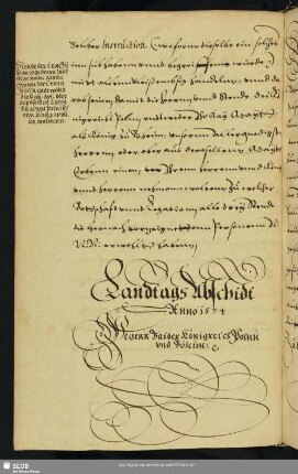 Landtags Abschidt Anno 1574