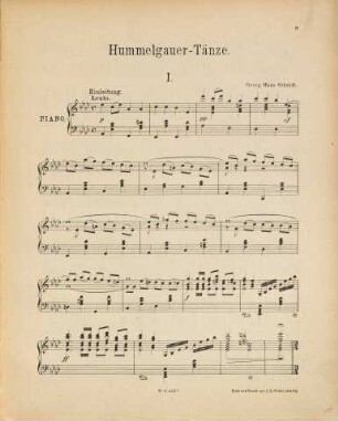 Hummelgauer Tänze : sechs Walzer ; für Klavier zu zwei Händen, 1