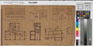 Zweifamiliendoppelhaus mit Stall (Volkswohnungen) Grundrisse, Ansichten, Schnitt 1936 1 : 100 30 x 55 Pause Westfälische Heimstätte Dortmund Wohnungsgesellschaft Münsterland