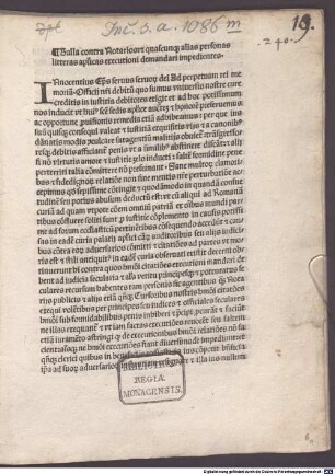 Bulla 'Officii nostri debitum' contra notarios et quascumque alias personas litteras apostolicas executioni demandari impedientes : Rom, »1491« [vielm.: 1492] 01.25.