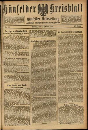 Ausgabe vom Montag, den 06. Februar 1922.
