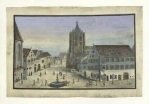 Münsterplatz 1786. Kopie im 19.Jhdt. nach einem Aquarell von Schneck