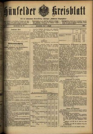 Ausgabe vom Samstag, den 05. August 1916.