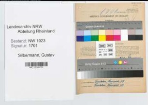 Entnazifizierung Gustav Silbermann , geb. 21.02.1896 (Arbeiter)