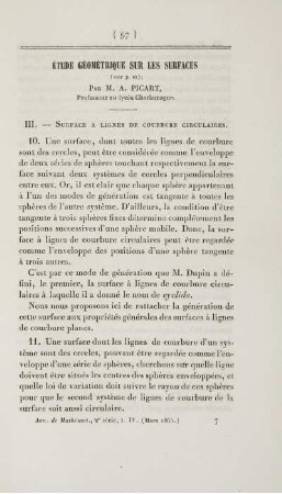 Étude géométrique sur les surfaces.