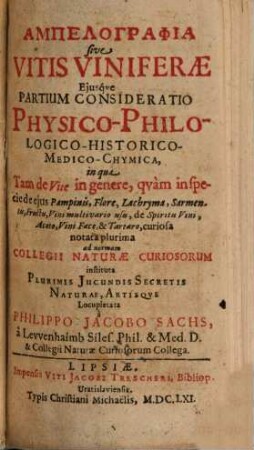 Ampelographia sive vitis viniferae ... consideratio