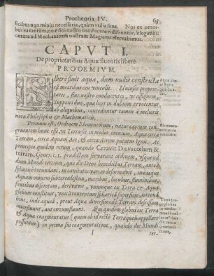 Caput I. De proprietatibus Aquae fluentis libere.