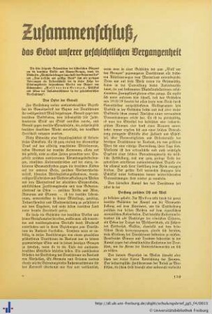 Zusammenschluß, das Gebot unserer geschichtlichen Vergangenheit.