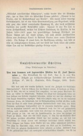 319-327 Empfehlenswerthe Schriften