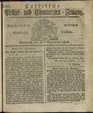 Nr. 93, Mittwoch, den 20sten November 1816