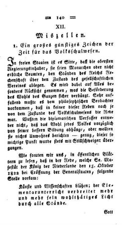 Ein großes günstiges Zeichen der Zeit für das Volksschulwesen